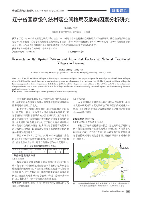 辽宁省国家级传统村落空间格局及影响因素分析研究