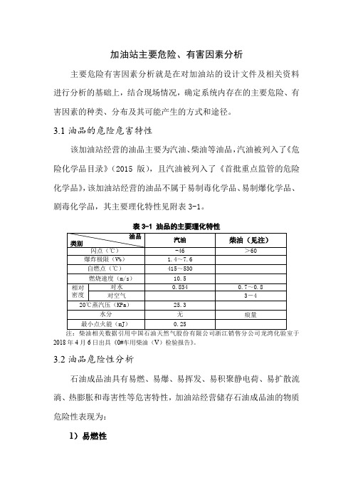 加油站主要危险、有害因素分析