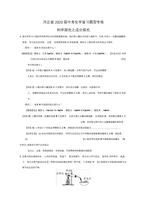 河北省2020届中考化学复习题型专练科学探究之成分探究word版包含答案