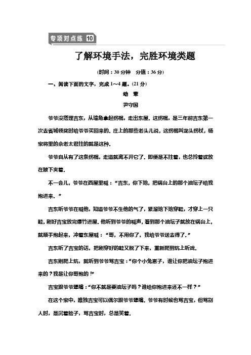 新高考语文(人教版)一轮复习专项对点练 10 了解环境手法完胜环境类题