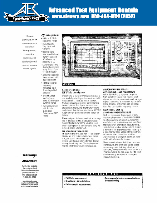 Tektronix U4941 N RF测量器说明书