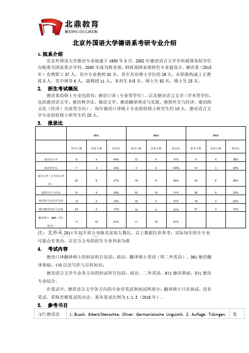 北京外国语大学德语系考研专业介绍