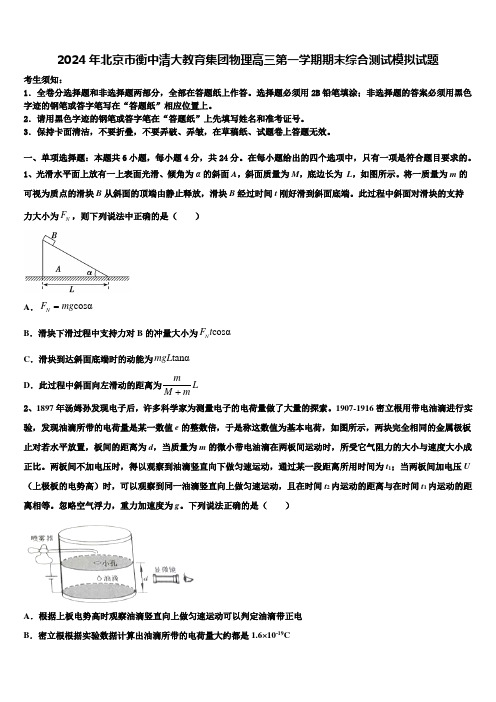 2024年北京市衡中清大教育集团物理高三第一学期期末综合测试模拟试题含解析