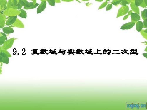 9.2 复数域和实数域上的二次型