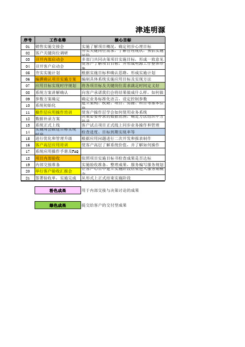 实施服务项目交付过程配合工作及检查表