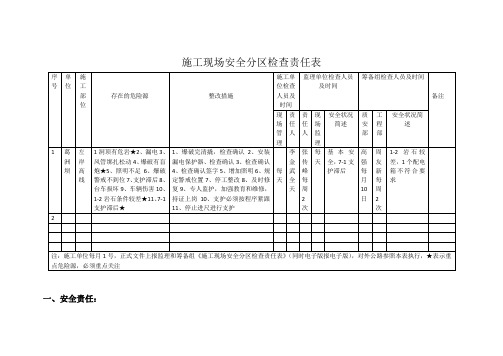 安全分区检查责任表