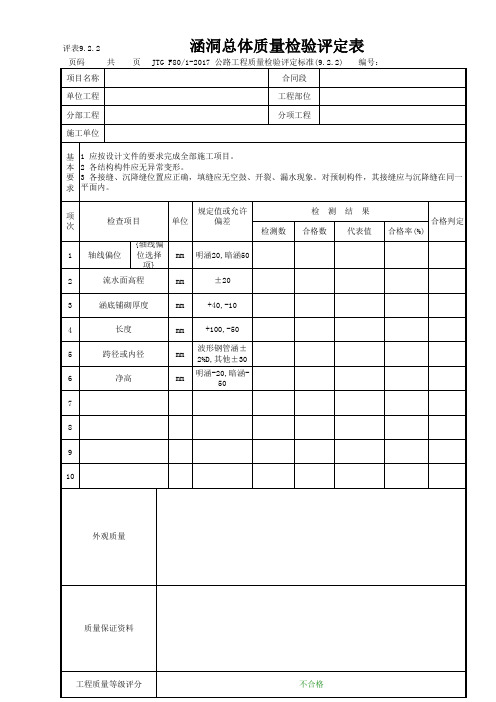 涵洞总体质量检验评定表