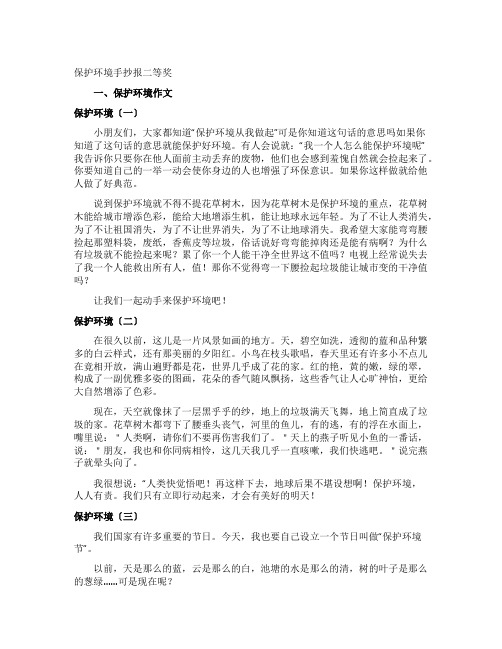 保护环境手抄报二等奖