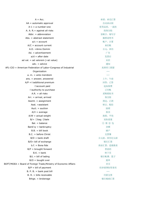 商务英语-术语缩写
