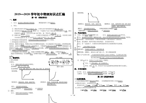 2019—2020学年北师大版初中物理知识点汇总