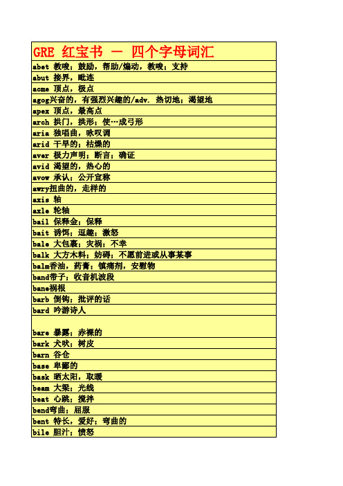 英语单词红宝书—四个字母词汇