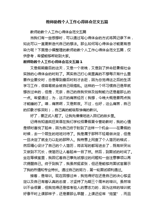 教师助教个人工作心得体会范文五篇