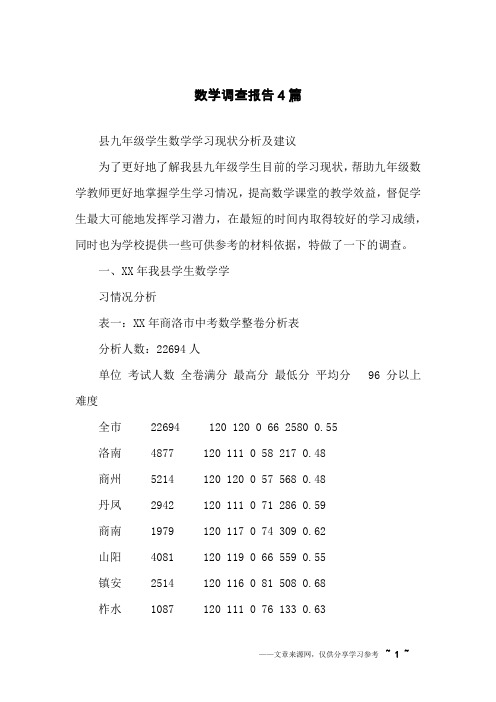 数学调查报告4篇