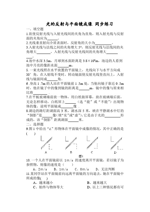 光的反射与平面镜成像同步练习2021-2022学年人教版物理八年级上册