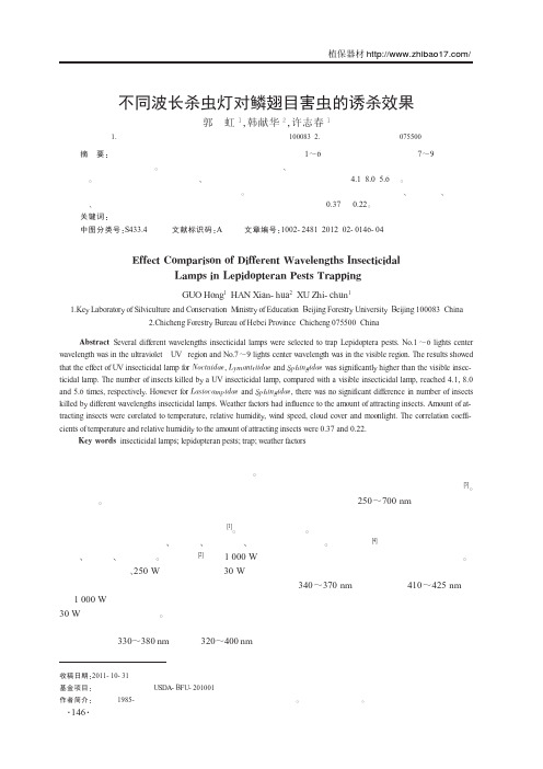 不同波长杀虫灯对鳞翅目害虫的诱杀效果(2)