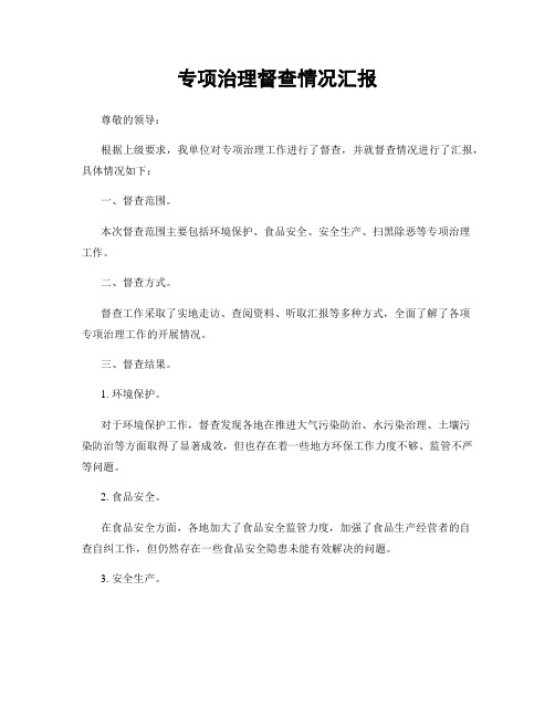 专项治理督查情况汇报