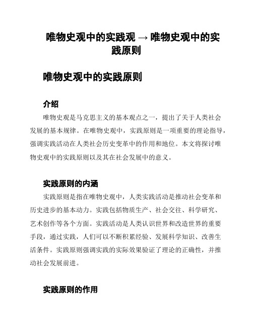 唯物史观中的实践观 → 唯物史观中的实践原则