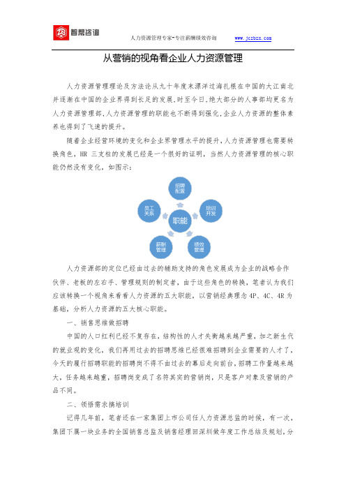 从营销的视角看企业人力资源管理