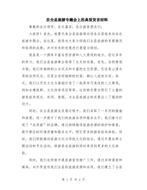 在全县旅游专题会上的典型发言材料