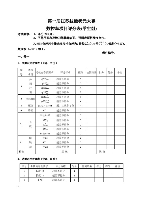 2014江苏状元赛状元大赛数车评分表-学生