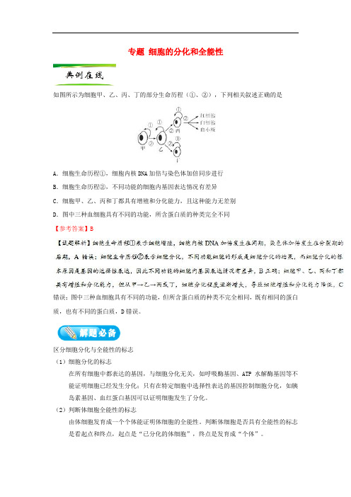 高考生物一轮复习 专题 细胞的分化和全能性每日一题