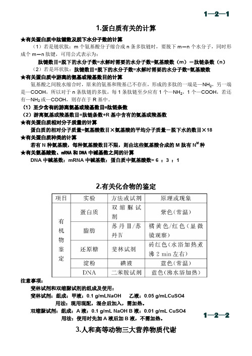 1.蛋白质有关的计算