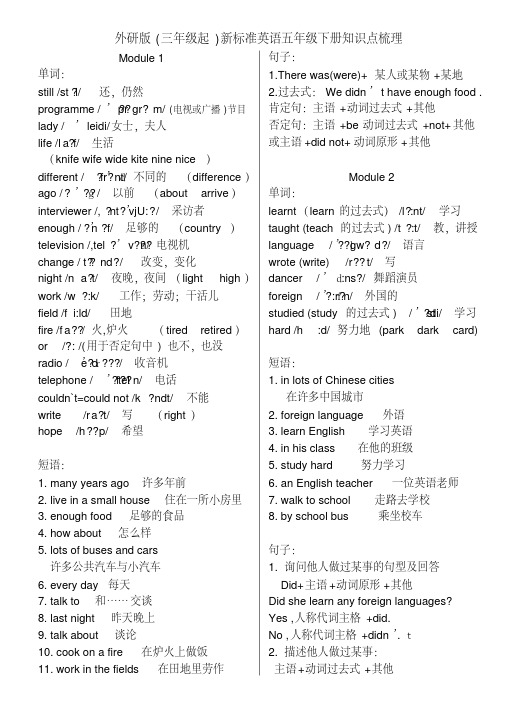 完整版,外研版小学英语五年级下册知识点梳理,推荐文档