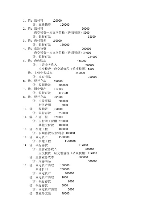 资产负债表综合例题