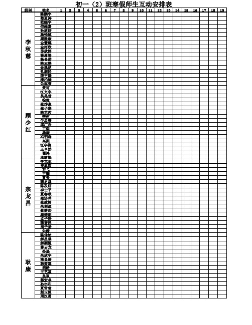 初一2班寒假师生互动安排表