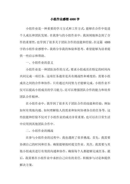 小组作业感想4000字