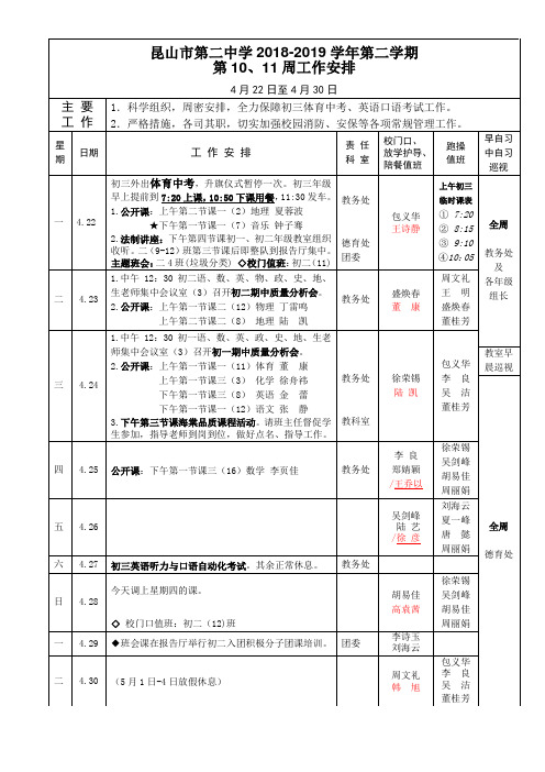 昆山第二中学20182019学年第二学期