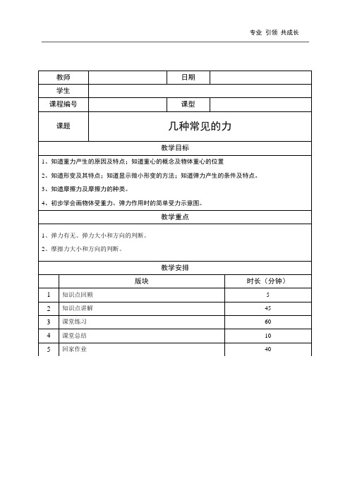 高中物理——几种常见的力 - 学生版