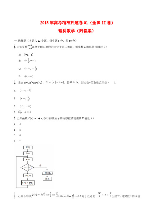 2018年高考精准押题卷01(全国II卷)理科数学(附答案)