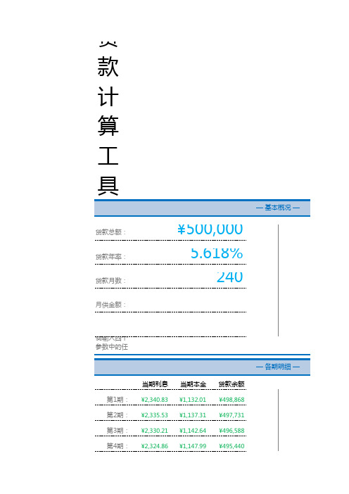 贷款表格计算工具