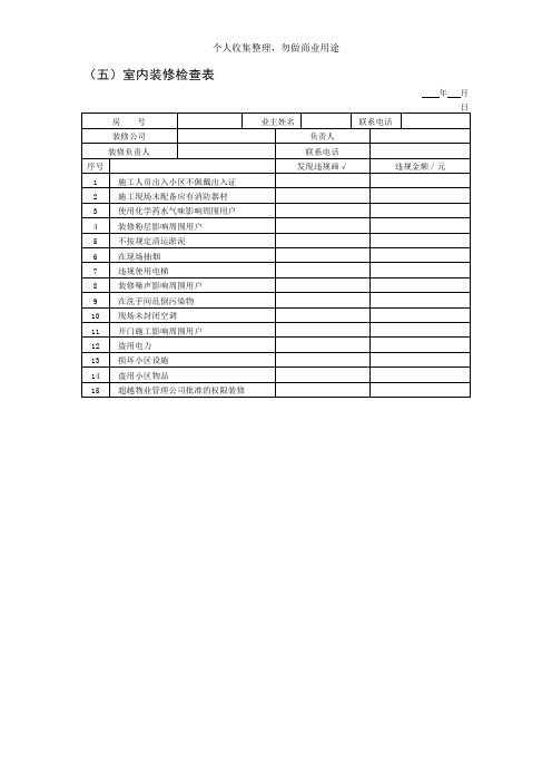 室内室外装修检查表汇总(11个)4