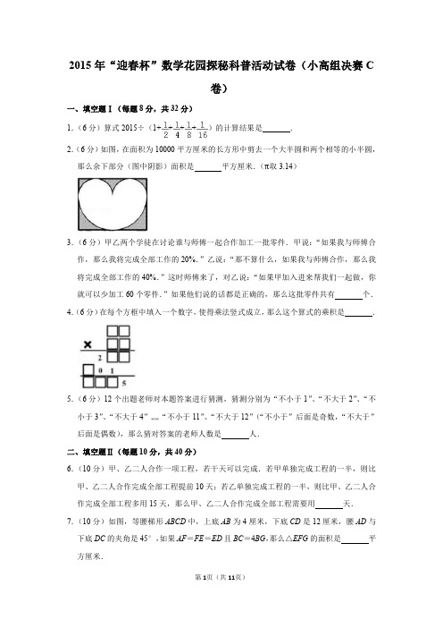 2020年“春笋杯”数学花园探秘科普活动试卷(小高组决赛c卷)