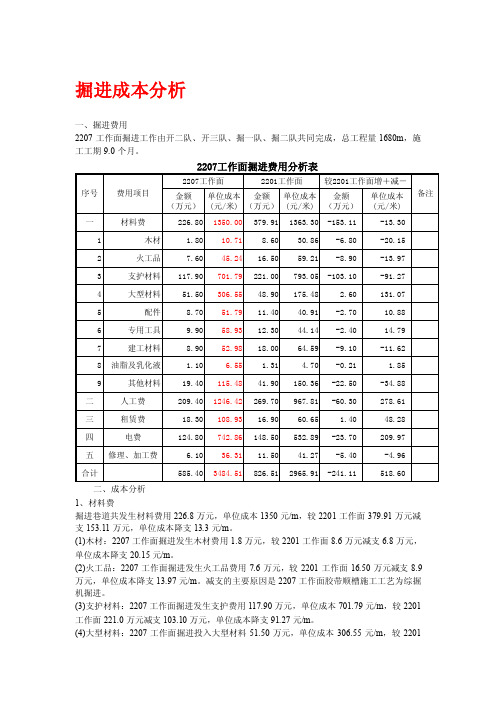 煤矿井下掘进成本分析【资料】4