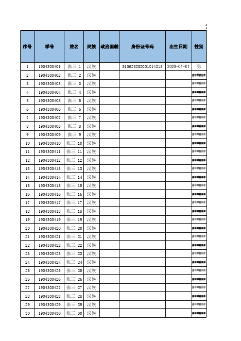 学生信息管理统计表excel