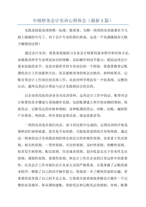 中级财务会计实训心得体会(最新5篇)