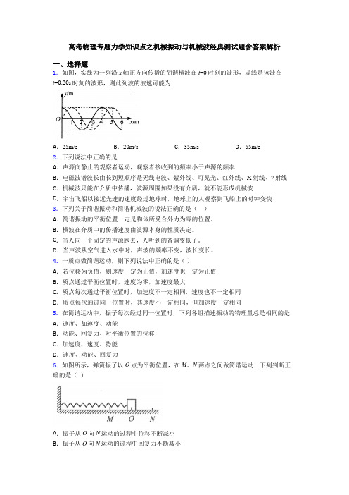 高考物理专题力学知识点之机械振动与机械波经典测试题含答案解析