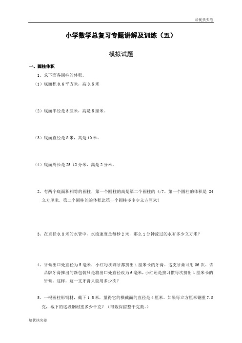 (培优密卷)小升初总复习数学归类讲解及训练(中-含答案)