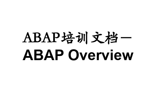 SAP培训文档_ABAP_overview