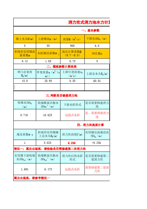 11 消力坎式消力池水力计算