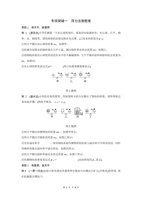 2024年中考物理二轮专题提升+专项突破一 浮力法测密度