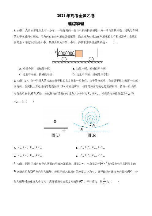 高考真题-21全国乙卷-理综物理试题及参考答案