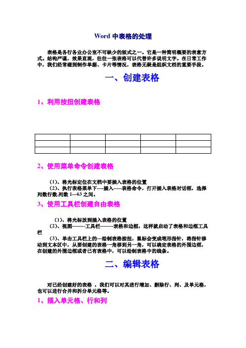 Word表格操作教程