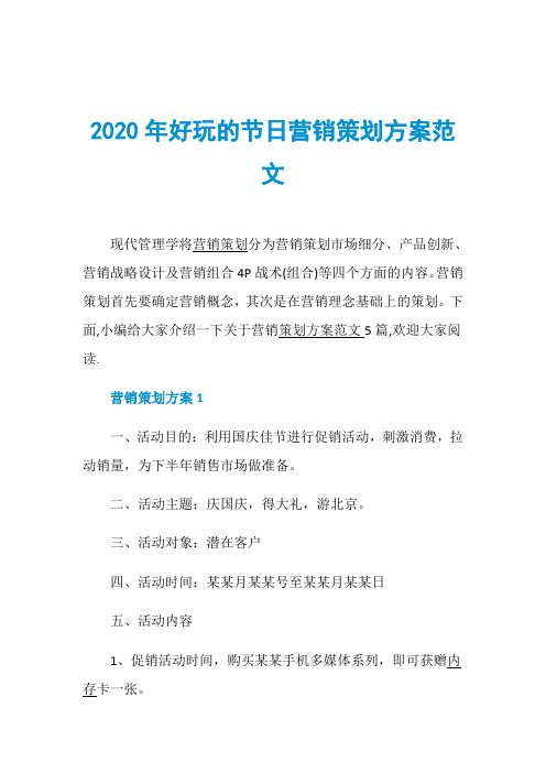 2020年好玩的节日营销策划方案范文