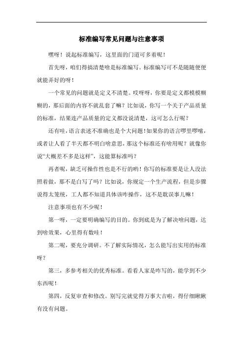 标准编写常见问题与注意事项