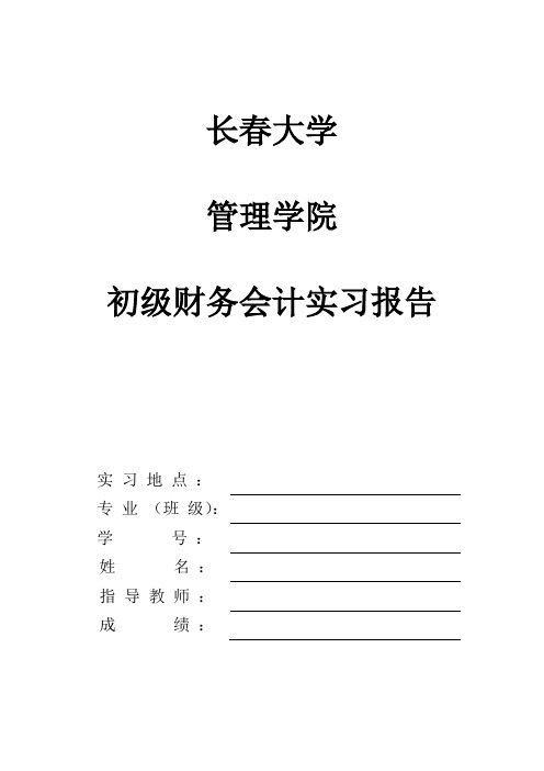 初级会计手工模拟实习报告模板2