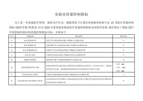 检验科15项质量控制指标